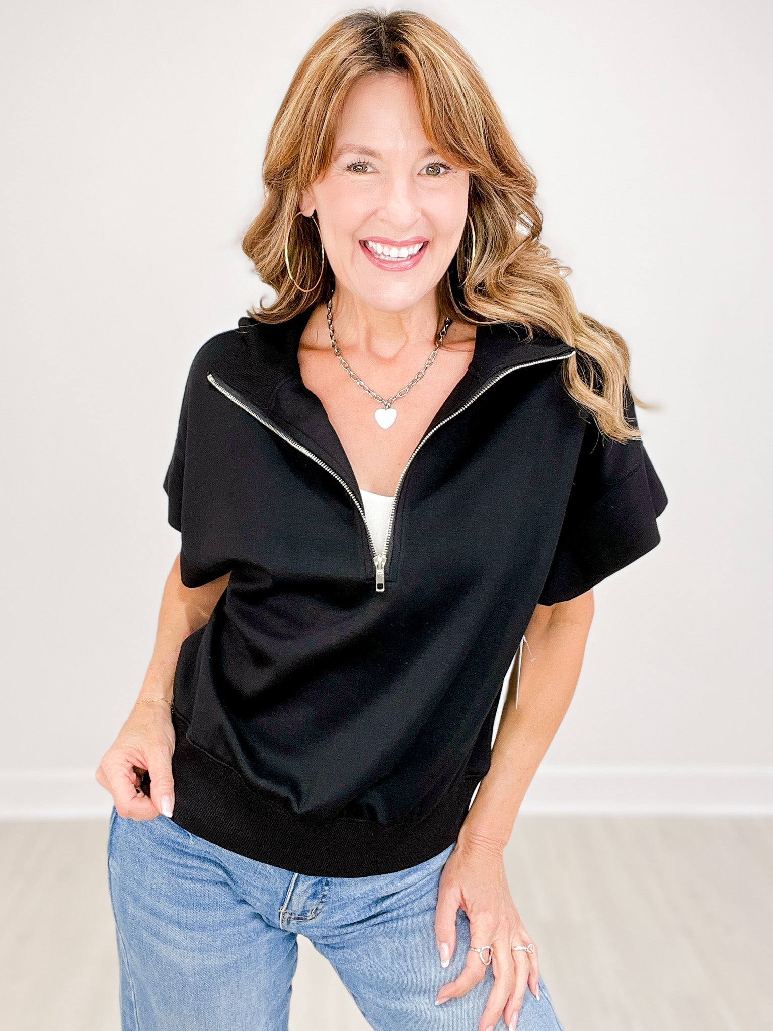 Luxeknit Half-Zip Short Sleeve Sweatshirt