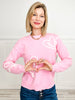 Heart Embroidered Long Sleeve Crew Neck Pullover Sweater