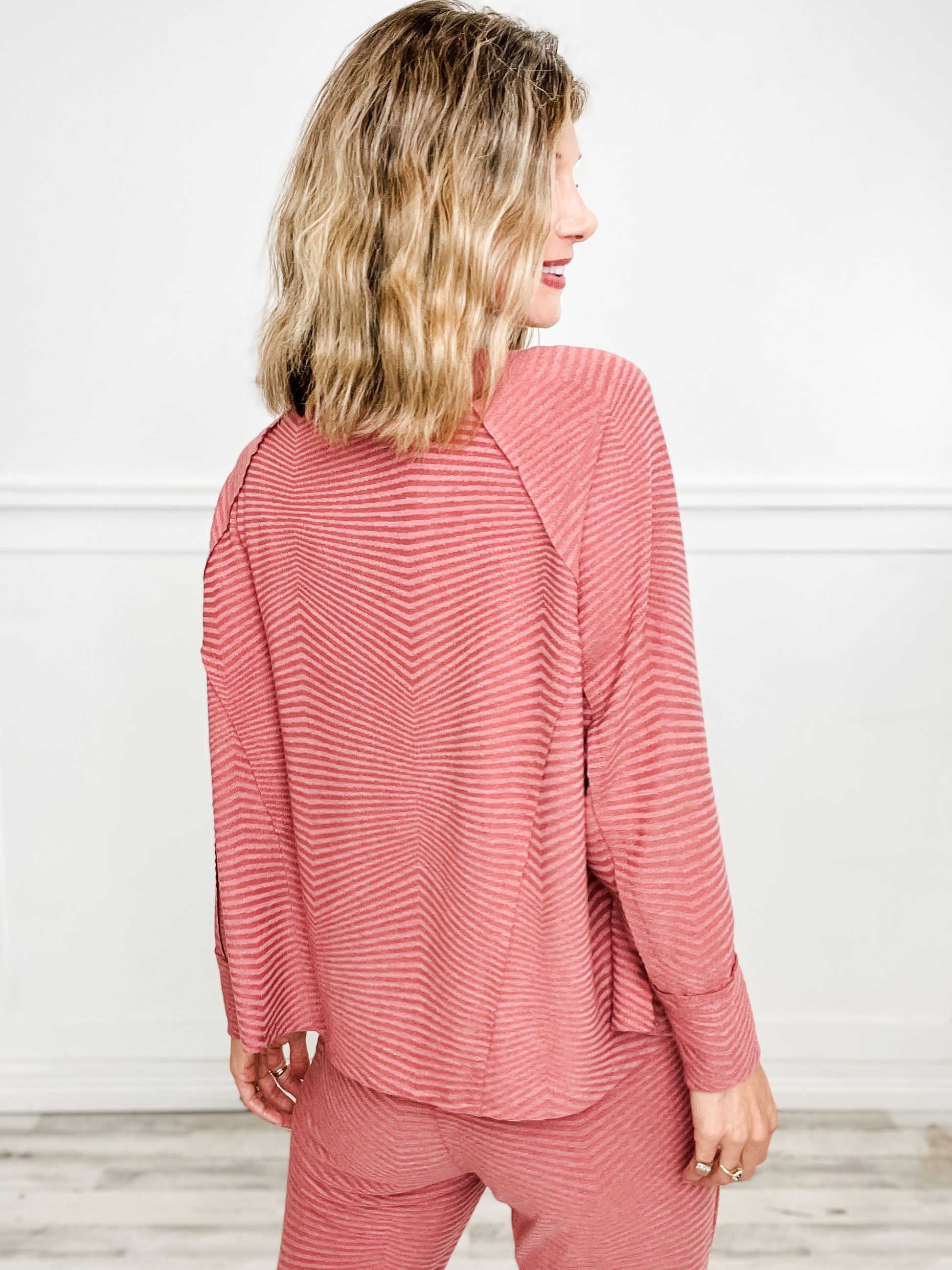 Scoop Neck Long Sleeve Ribbed Set