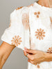 Daisy Embroidered Short Puff Sleeve Top