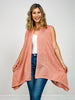 Frtont Drape Open Front Sleeveless Knit Vest in CASHMERE ROSE