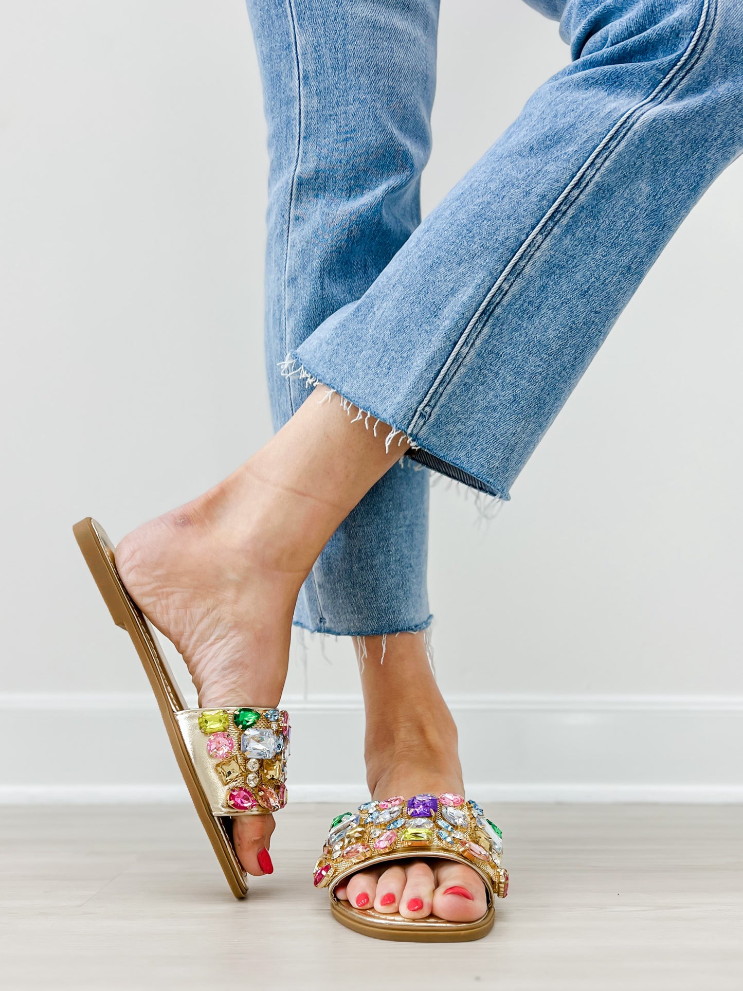 Pierre Dumas Empress-60 Crystal Slides in Pastel