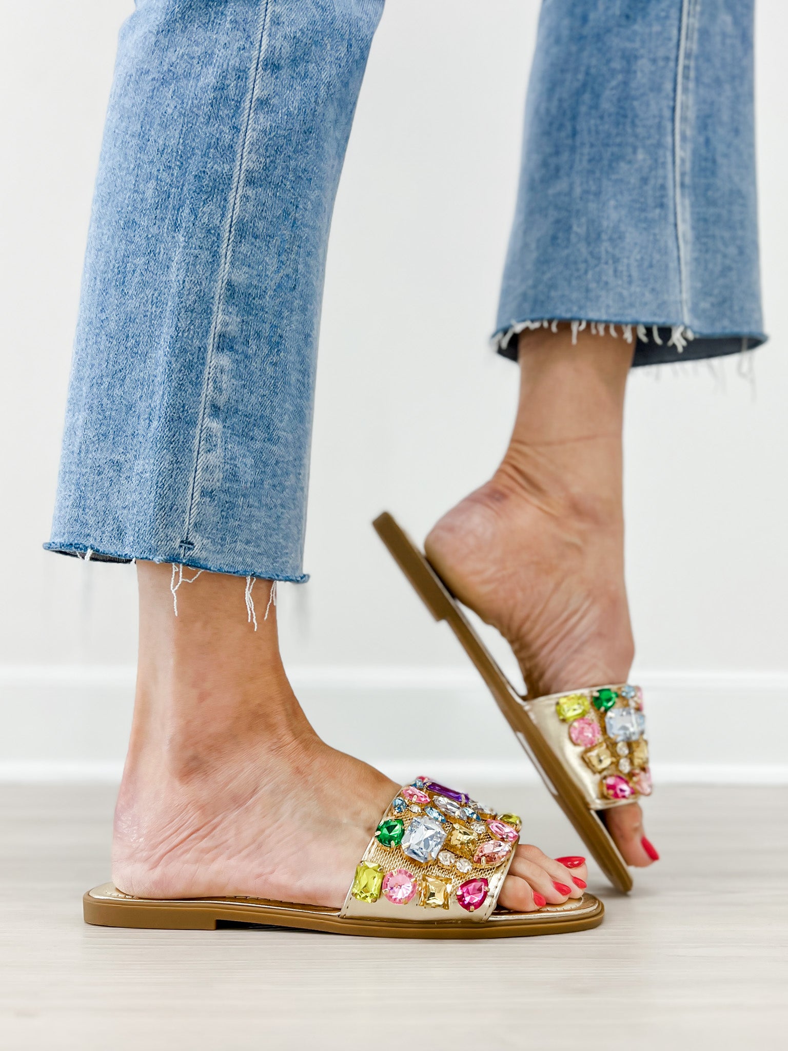 Pierre Dumas Empress-60 Crystal Slides in Pastel