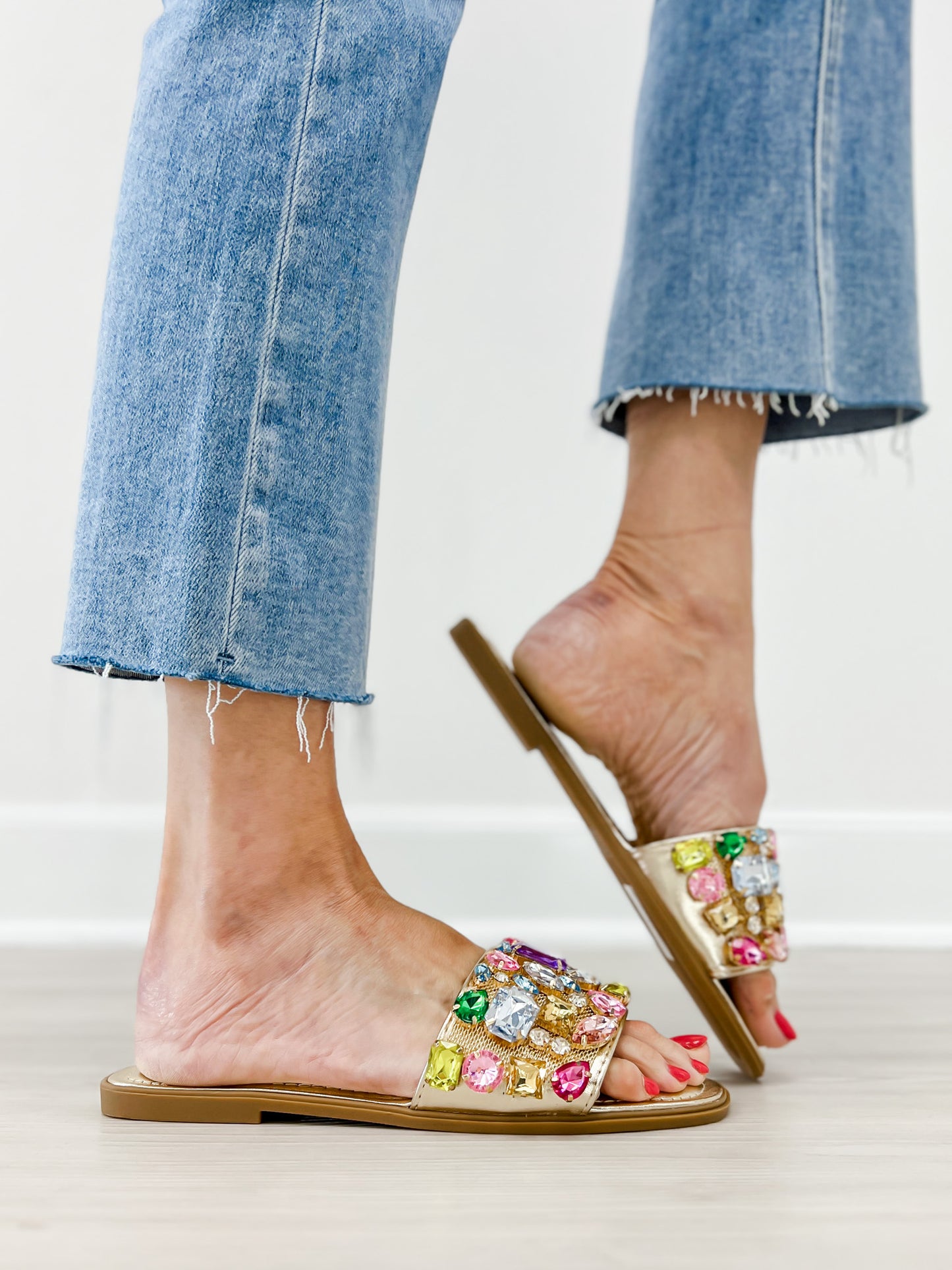 Pierre Dumas Empress-60 Crystal Slides in Pastel