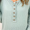 Slub Rib Knit Buttoned Round Neck Top