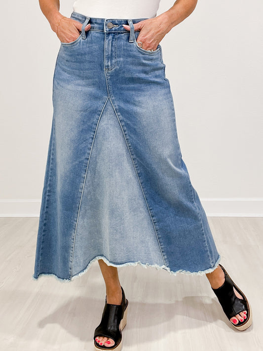 Selma Pieced Denim Maxi Skirt