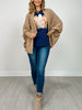 Dolman Sleeve Open Front Cardigan in MOCHA