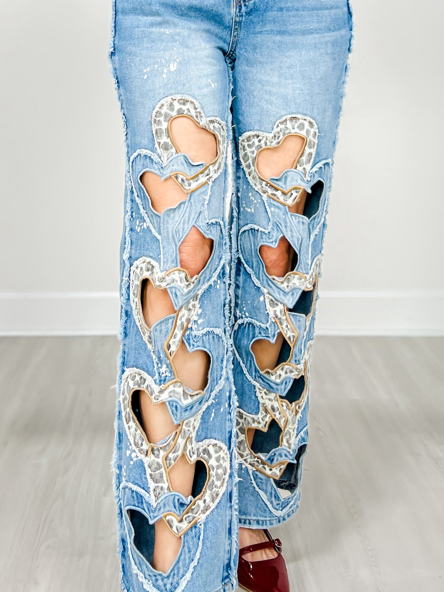 Washed Hearts Cutout Jeans