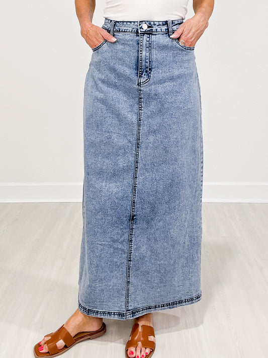 Flare Denim Long Skirt