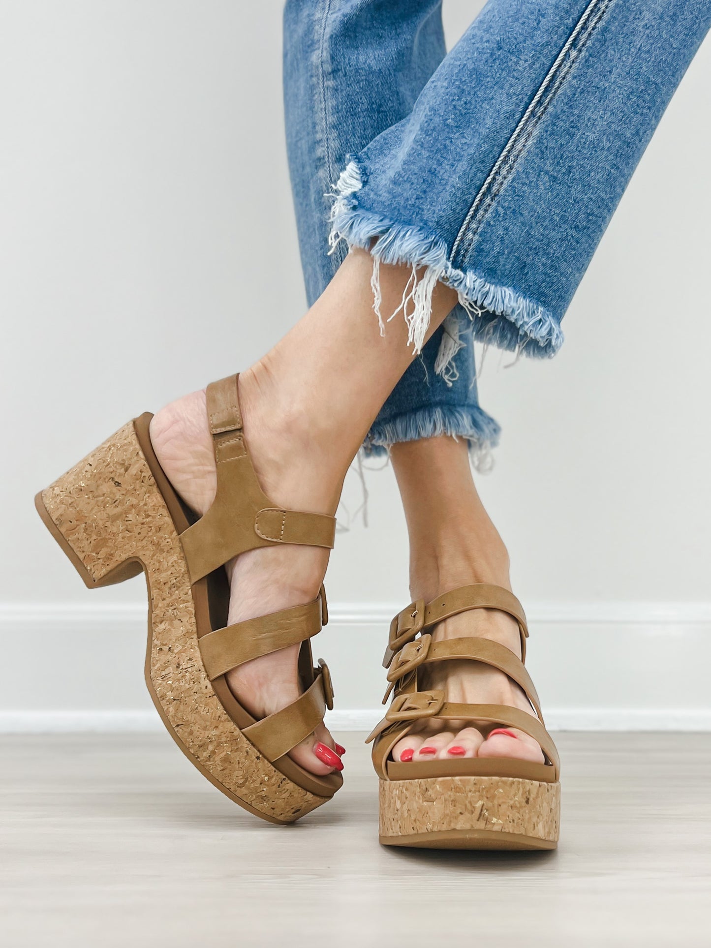 Pierre Dumas Mood-2 Wedges in Taupe