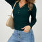 Long Sleeve Collared Knit Sweater with Gold Buttons