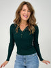 Long Sleeve Collared Knit Sweater with Gold Buttons