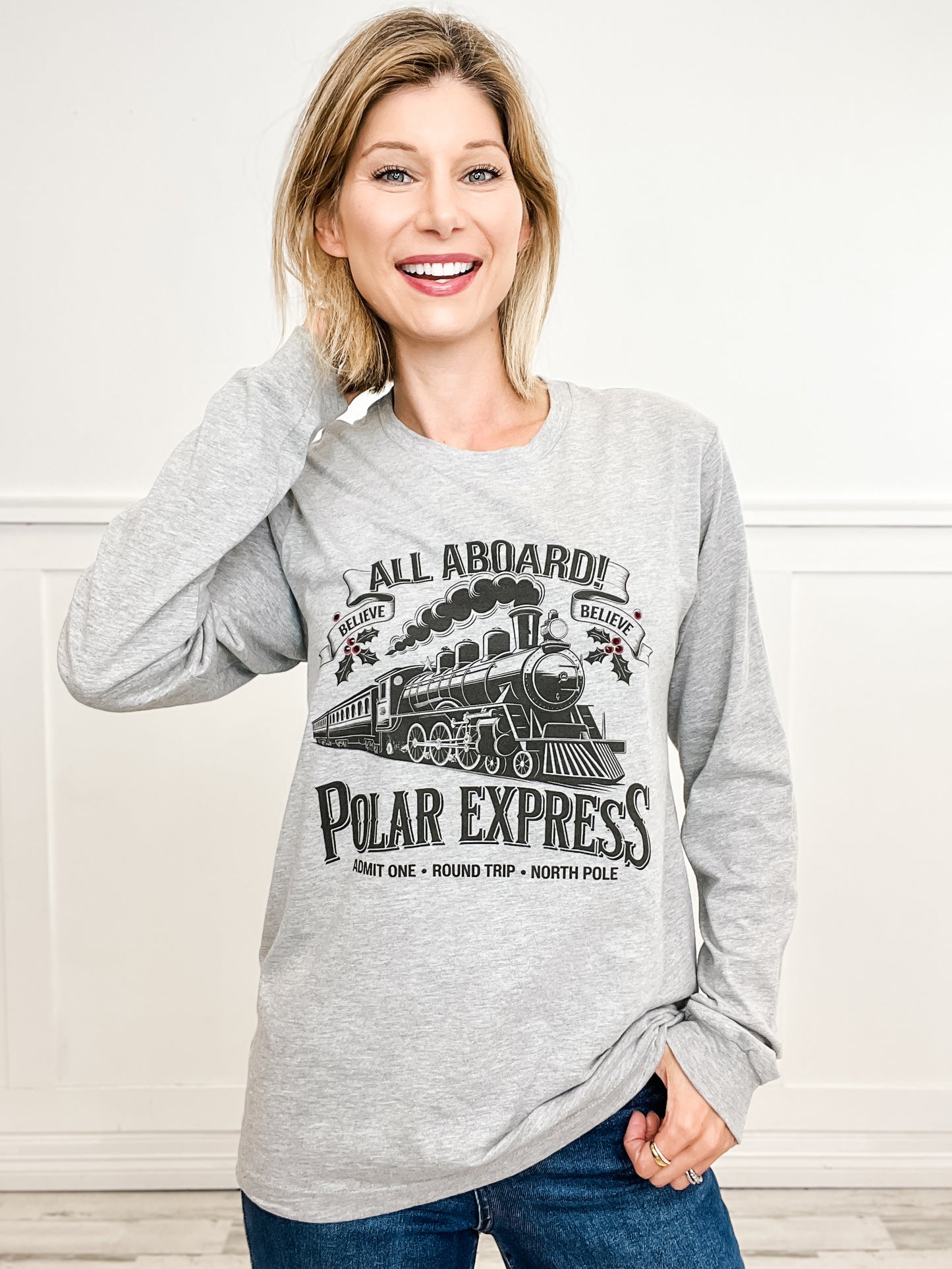 All Aboard Polar Express Long Sleeve Graphic Tee