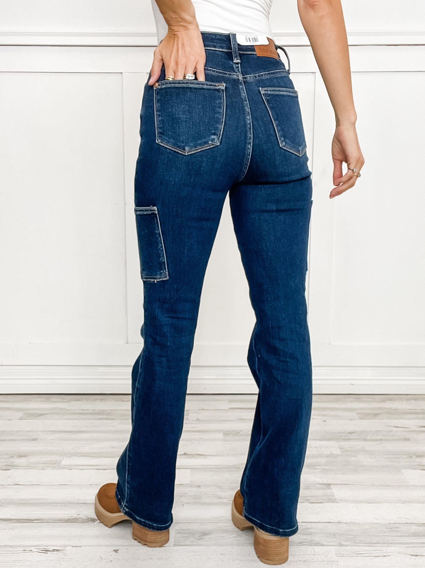 Judy Blue KARMA Hi-Rise Cargo Bootcut Non-Distressed Jeans