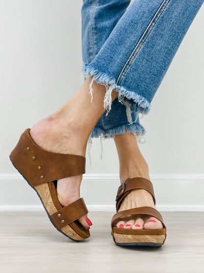 Pierre Dumas Chantal-30 Wedge Sandal in Whiskey