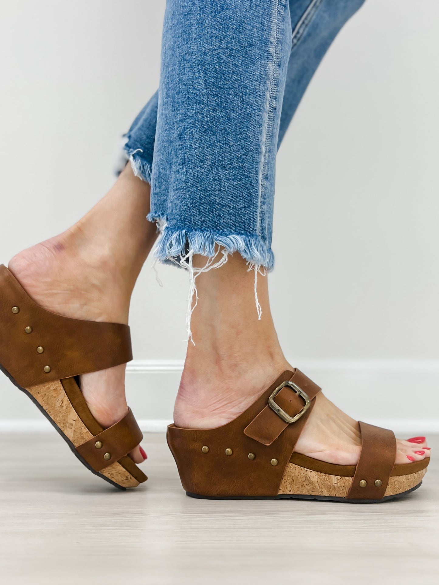 Pierre Dumas Chantal-30 Wedge Sandal in Whiskey