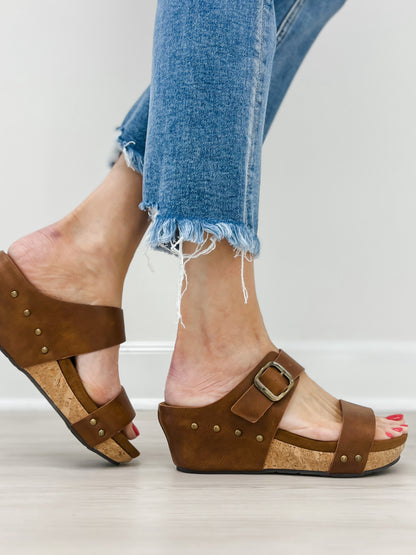 Pierre Dumas Chantal-30 Wedge Sandal in Whiskey