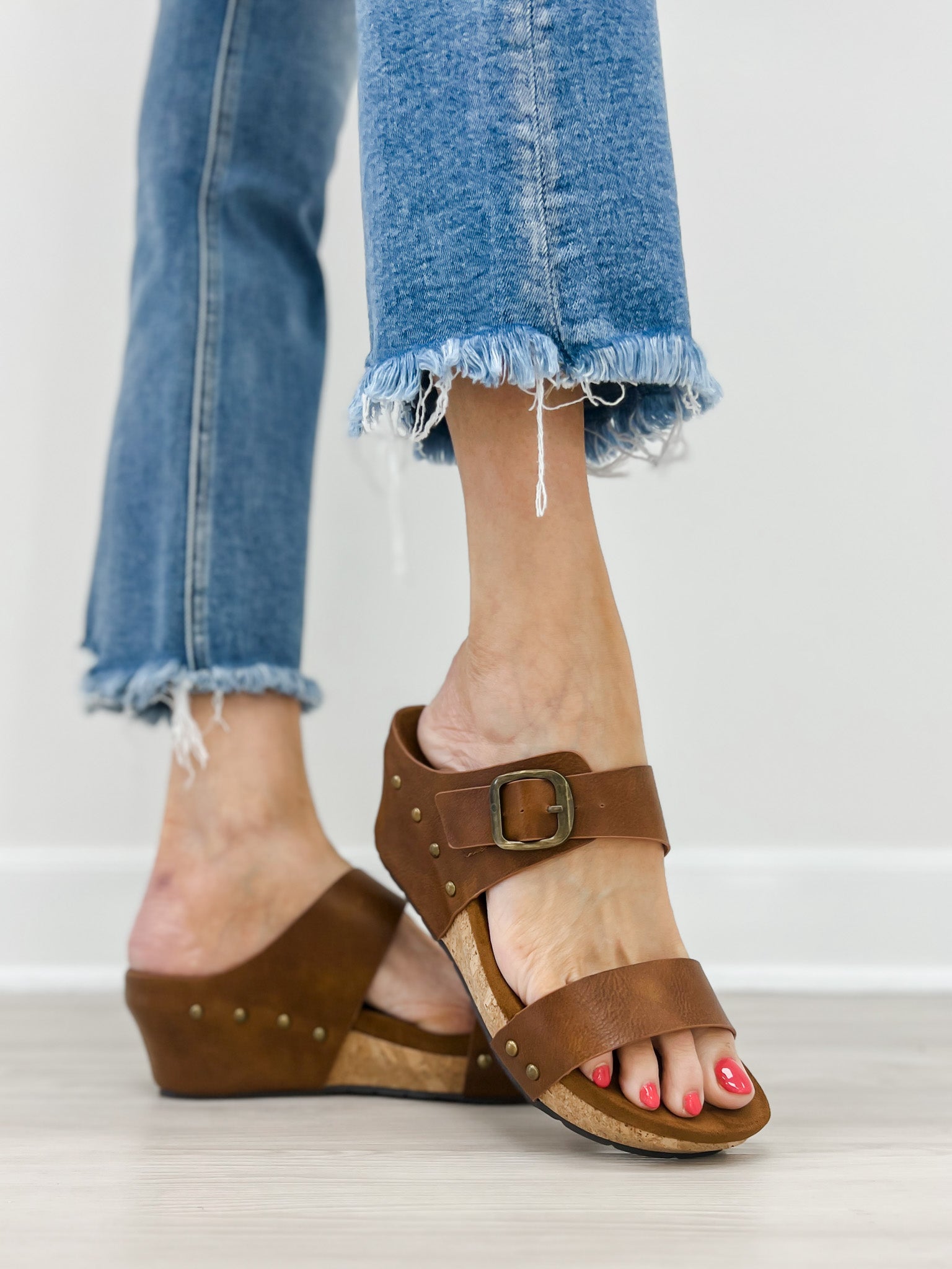 Pierre Dumas Chantal-30 Wedge Sandal in Whiskey