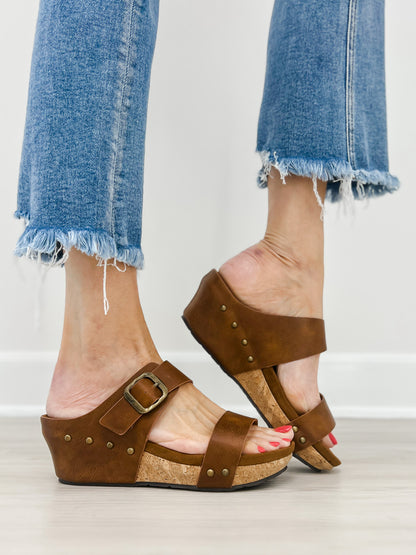 Pierre Dumas Chantal-30 Wedge Sandal in Whiskey
