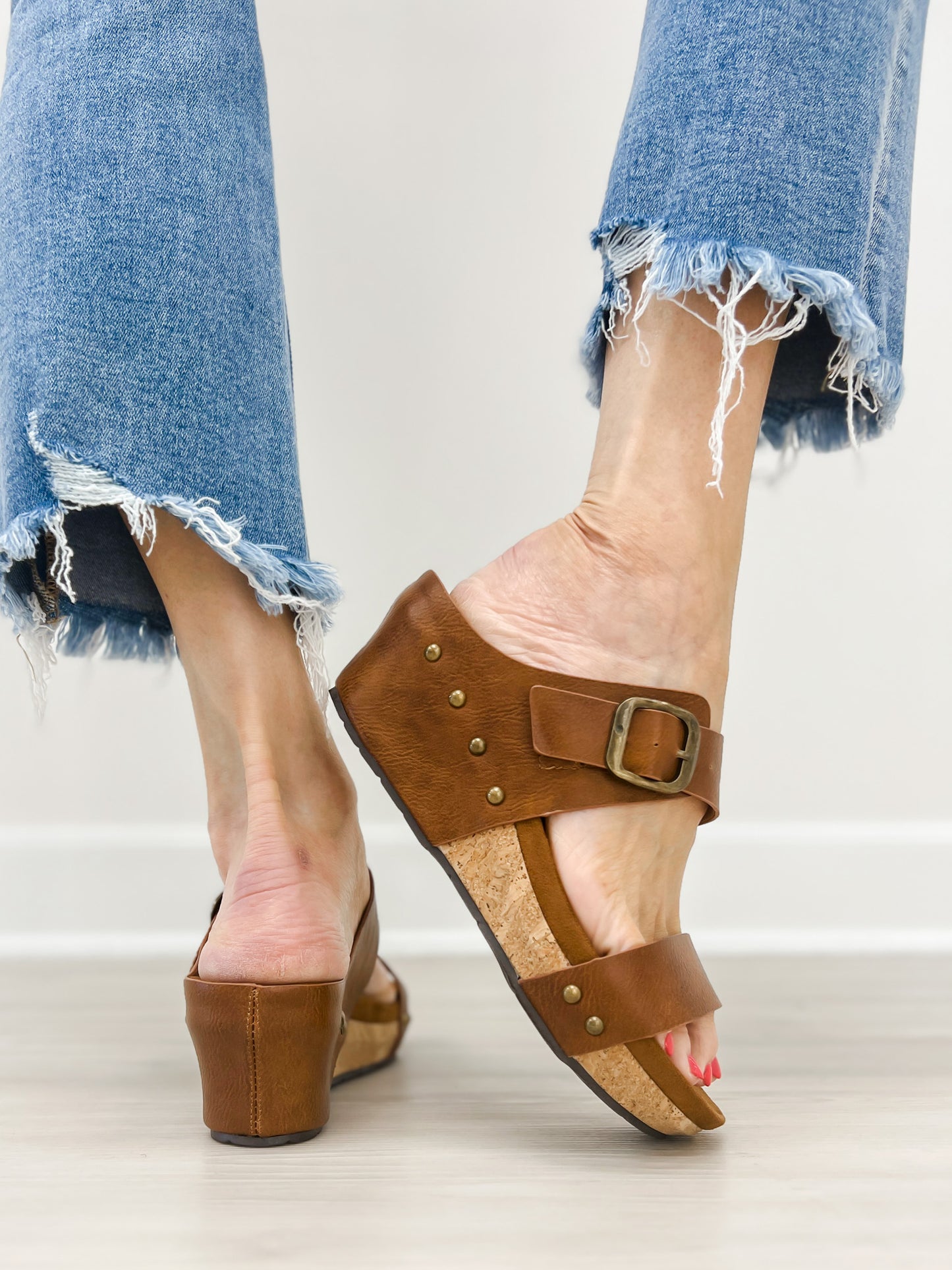 Pierre Dumas Chantal-30 Wedge Sandal in Whiskey