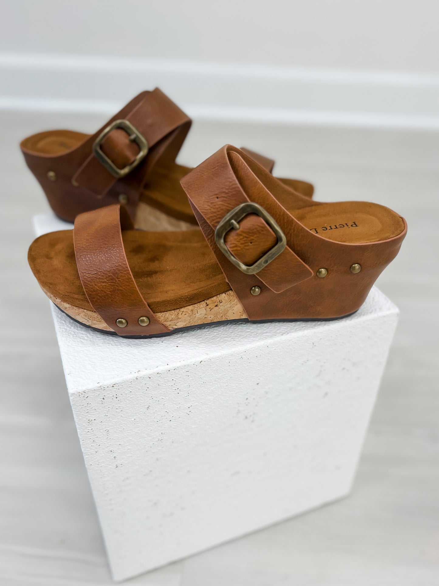 Pierre Dumas Chantal-30 Wedge Sandal in Whiskey