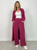 Sunrise Ribbed Knit Cardigan & Pants Set in PLUM