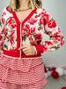Floral Print Cardigan Sweater with Scallop Detail Edges