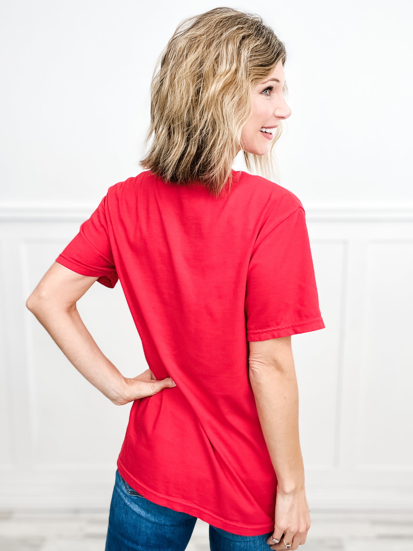 You Won My Heart Red Foiled Graphic Top