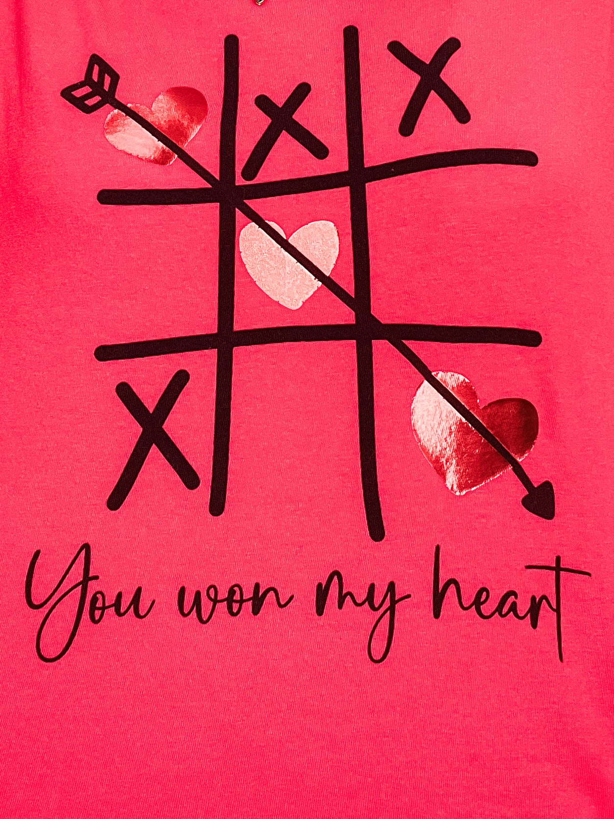 You Won My Heart Red Foiled Graphic Top