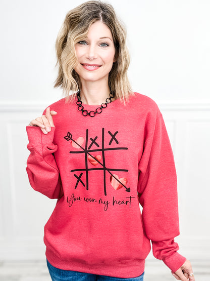 You Won My Heart Red Foiled Graphic Top