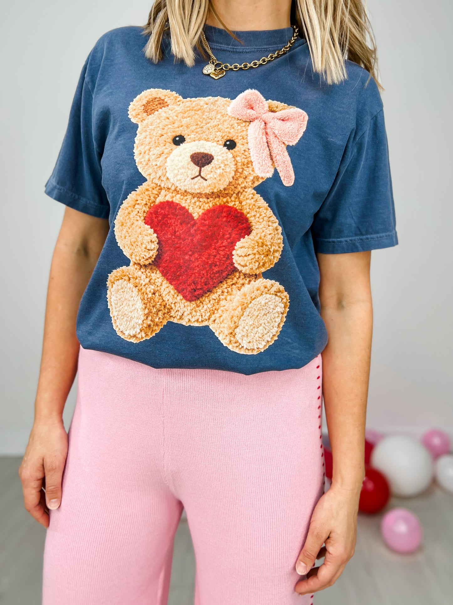 Yarn Teddy Bear Graphic Top