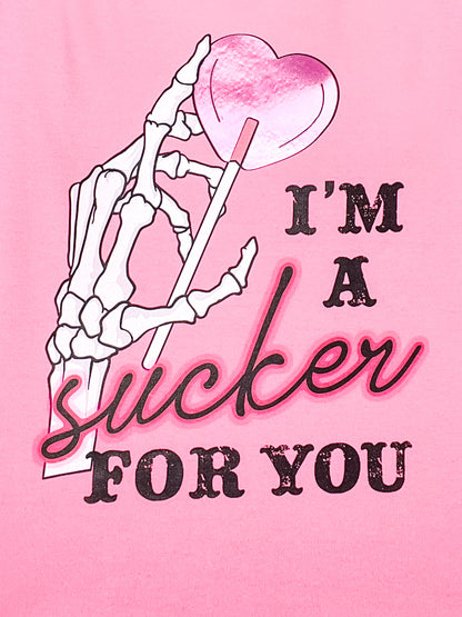 I'm a Sucker For You Pink Foiled Sweatshirt Top