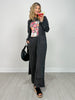 Sunrise Ribbed Knit Cardigan & Pants Set in BLACK