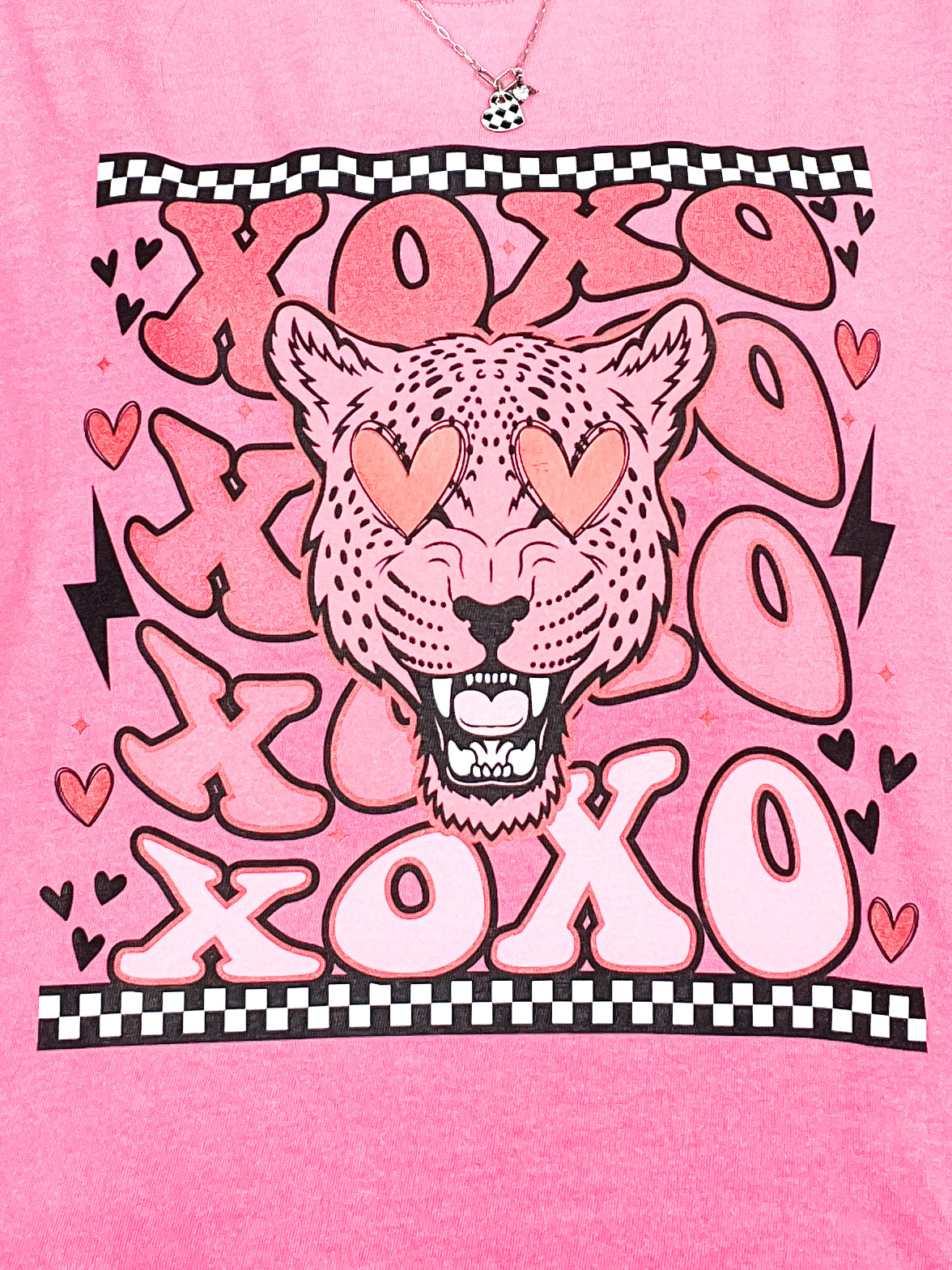 Xoxo Tiger Red Foiled Heart Eyes Graphic Top