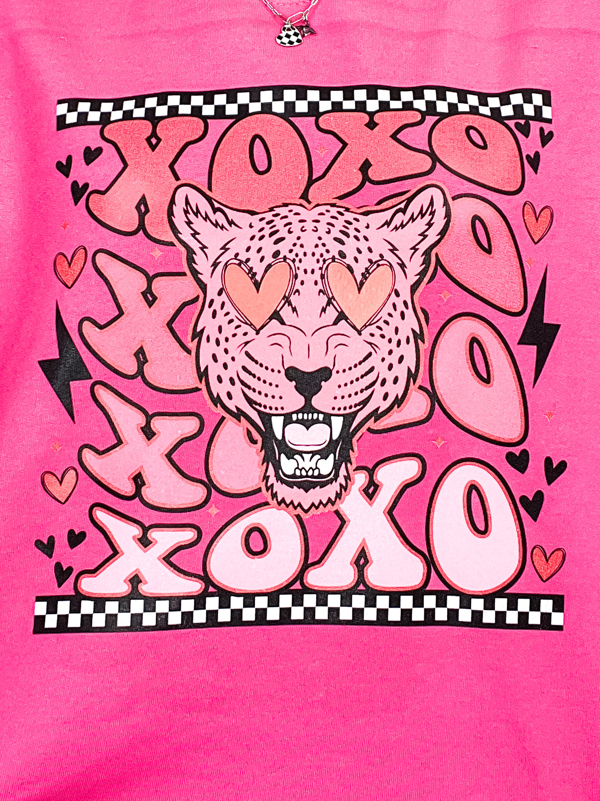 Xoxo Tiger Red Foiled Heart Eyes Graphic Top