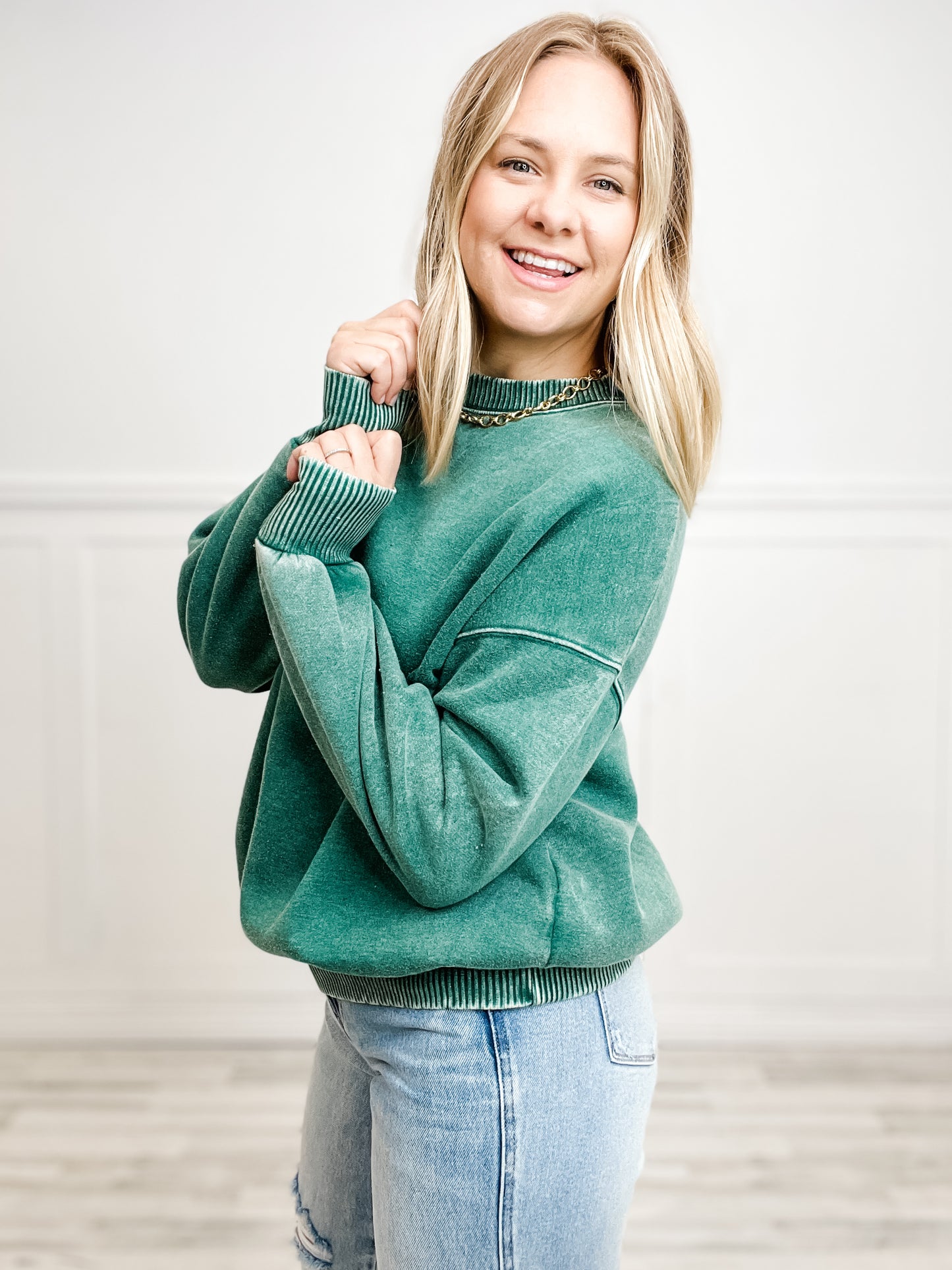 ACID WASH FLEECE OVERSIZED PULLOVER