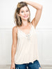 Vintage washed trim v-neck sleeveless solid top