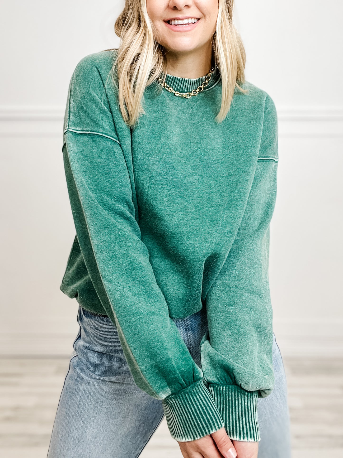 ACID WASH FLEECE OVERSIZED PULLOVER