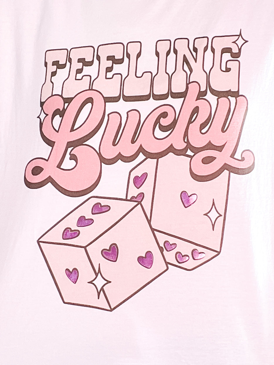 Feeling Lucky Pink Foiled Graphic Tee