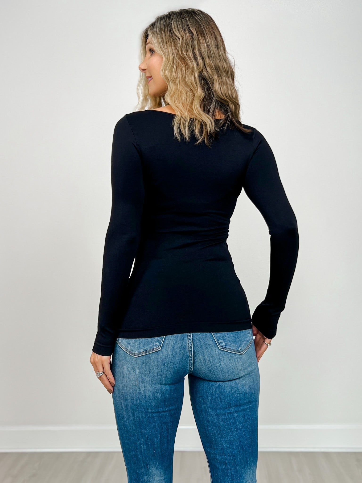 Plain Jersey Long Sleeve Scoop Neck Top