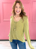 Let The Good Times Roll Henley Front Long Sleeve Scoop Neck Ribbed Top