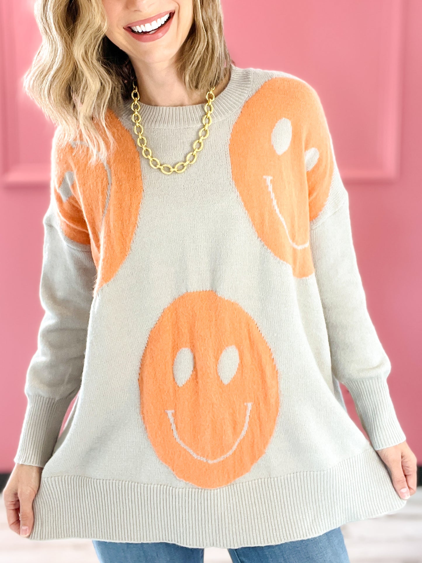 You're Never Fully Dressed Without a Smile Embroidered Sweater Top