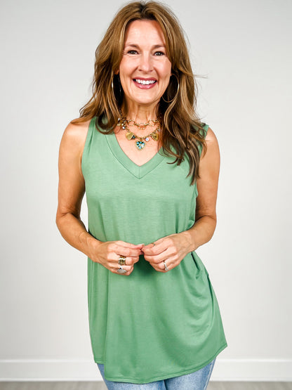Sleeveless V-Neck Solid Top