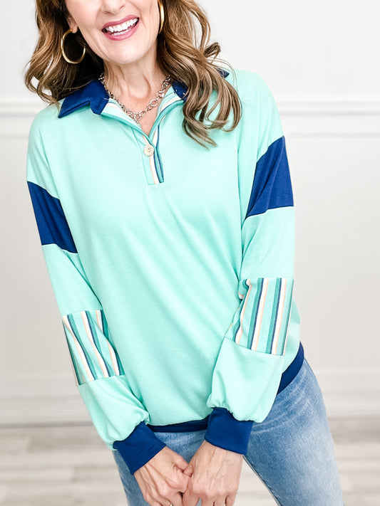 Crazy for You Long Sleeve Collared Top