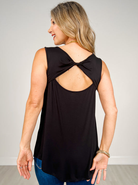 Solid Sleeveless Top With Crisscross Back