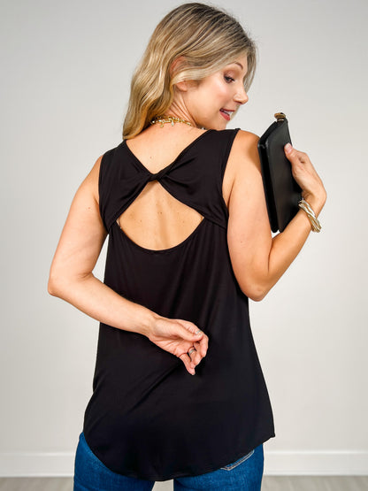 Solid Sleeveless Top With Crisscross Back