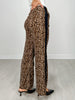 Leopard Print Wide Leg Pants With Pockets