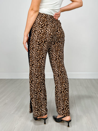 Leopard Print Wide Leg Pants With Pockets