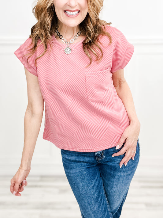 Textured Round Neck Short Sleeve Top