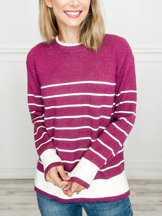 Striped Crew Neck Pullover Sweater